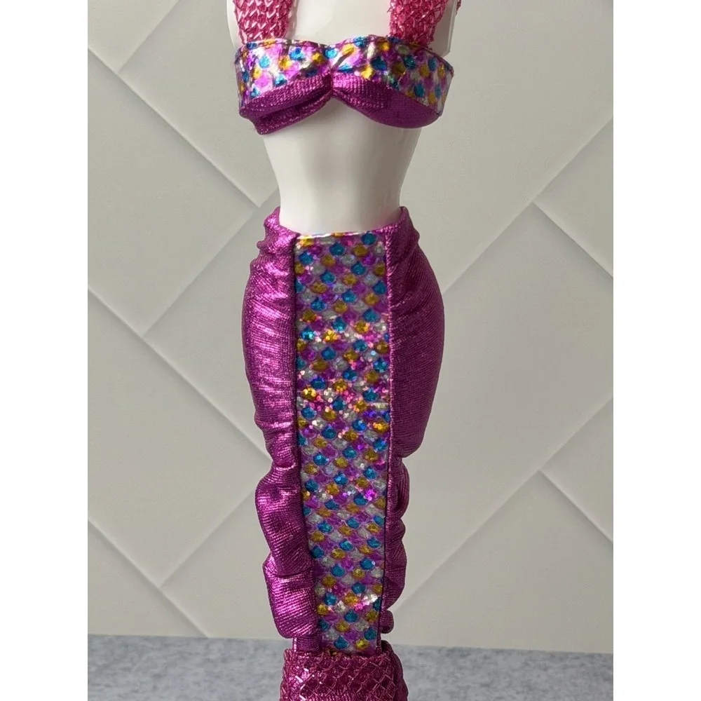 Vintage Barbie Jewel Hair Mermaid Teresa Magenta Mermaid Outfit Tail skirt & Top